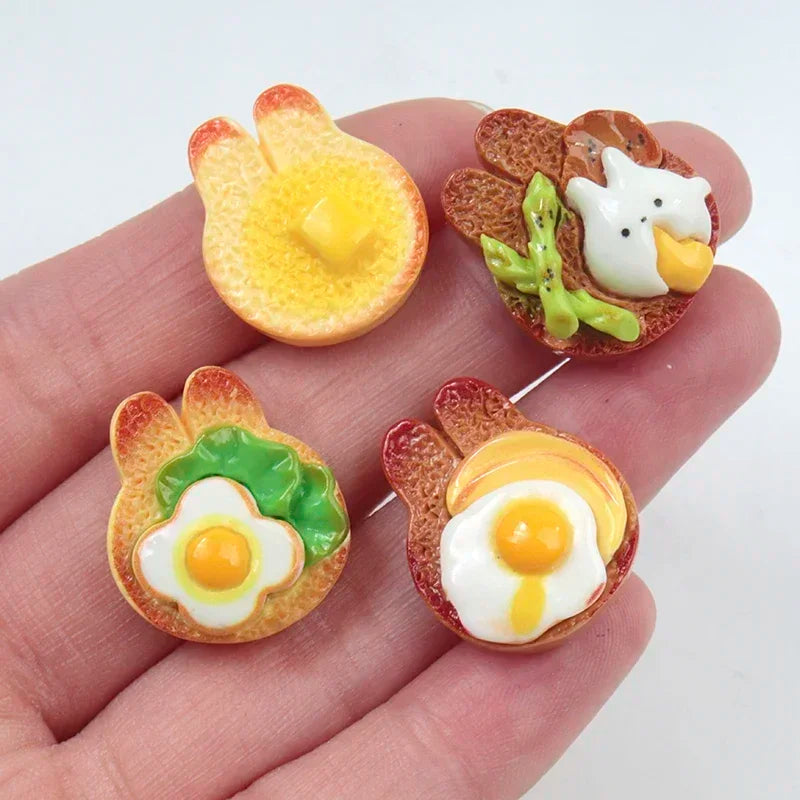 boucles d'oreilles marron jaune vert oiseau fromage pain oeufs détaillées modernes 5cm5cm
