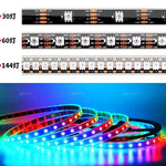 Bande LED RGB éclairant une chambre à coucher