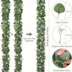 guirlande décorative eucalyptus feuilles fleurs blanches extérieur anniversaire bohème 2m coloré