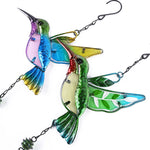 colibris libellules suspendus transparents métal verre peint oiseaux décoratifs cloches chaînes motifs floraux