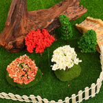 décorations micropaysage miniatures arbres texturés feuilles détaillées rochers mousse gravier