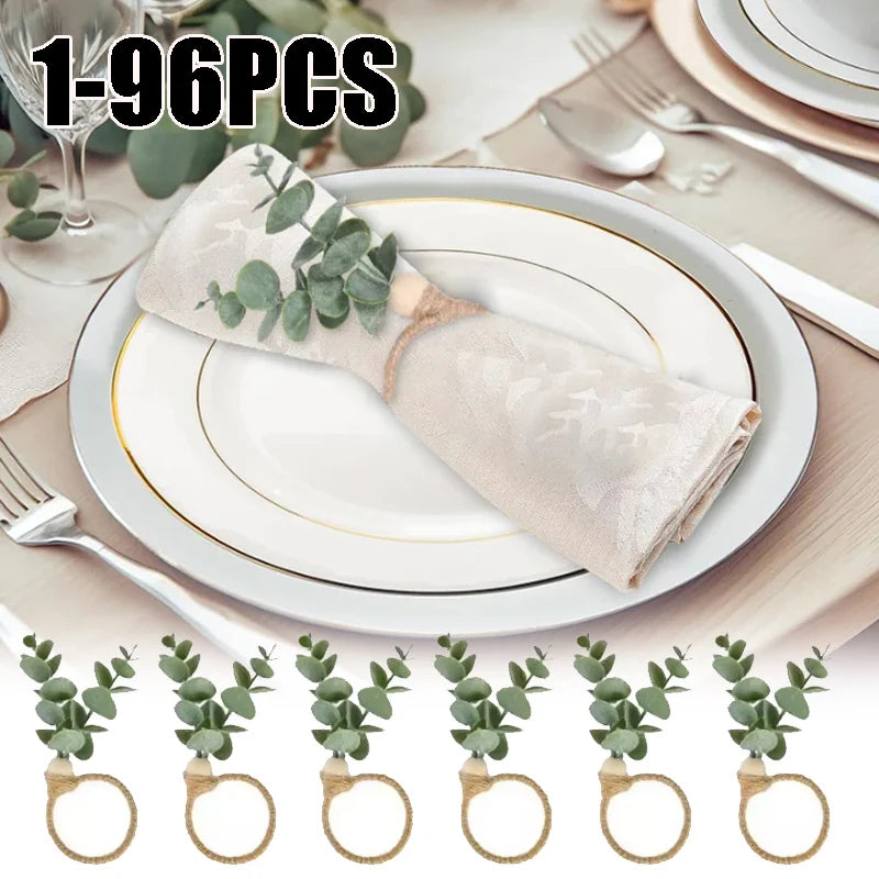 anneaux serviettes bois feuilles eucalyptus rustique naturel decoration table restaurant