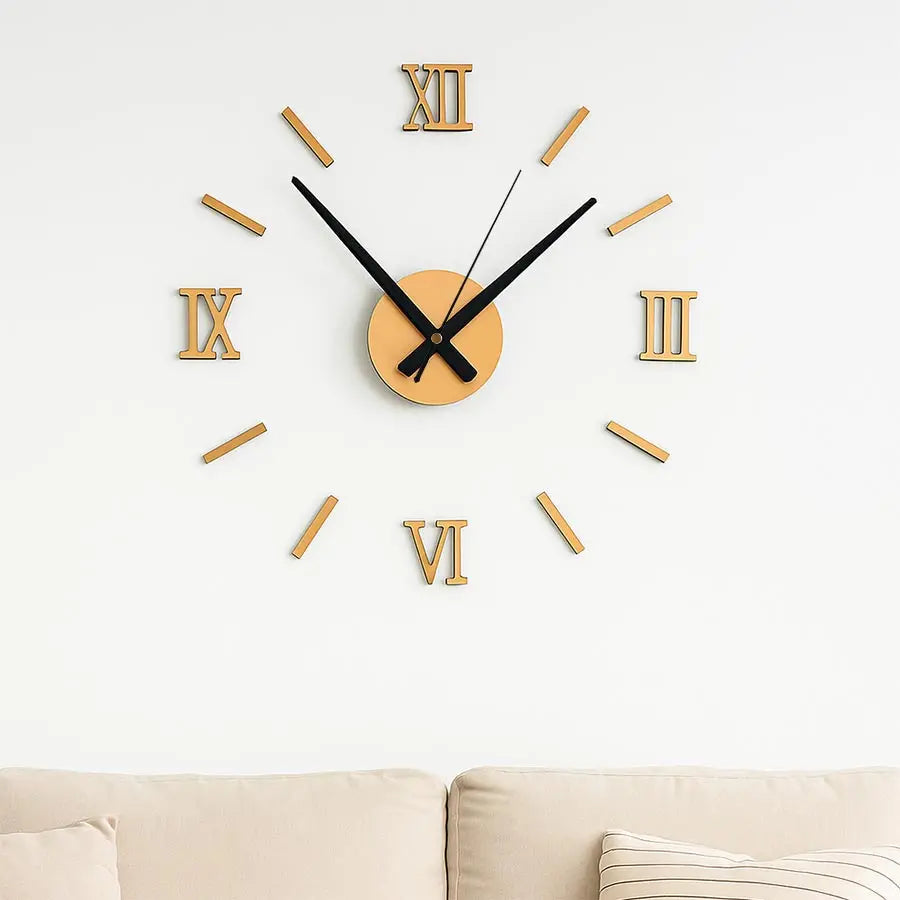horloge murale moderne minimaliste 45cm aiguilles numéros romains noir doré rose doré argenté