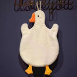 serviette main forme canard blanc gris poilu absorption cuisine salle bain