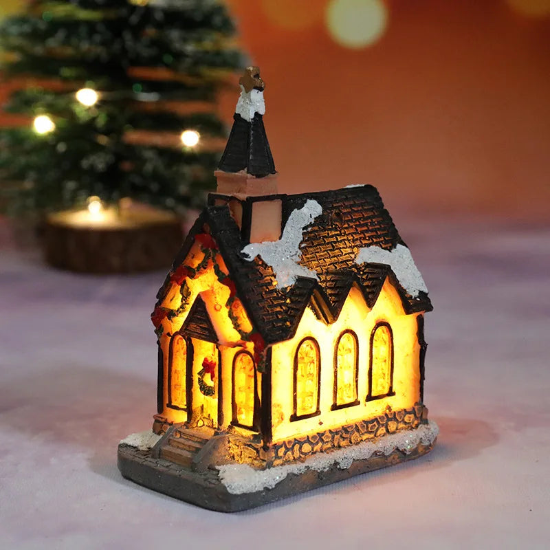 décorations noël miniatures maison guirlandes lumineuses bric rouge noir blanc vert