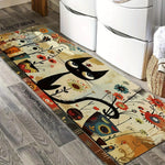 tapis sol moderne chats noirs fleurs colorées imperméable polyester usage maison hôtelextérieur