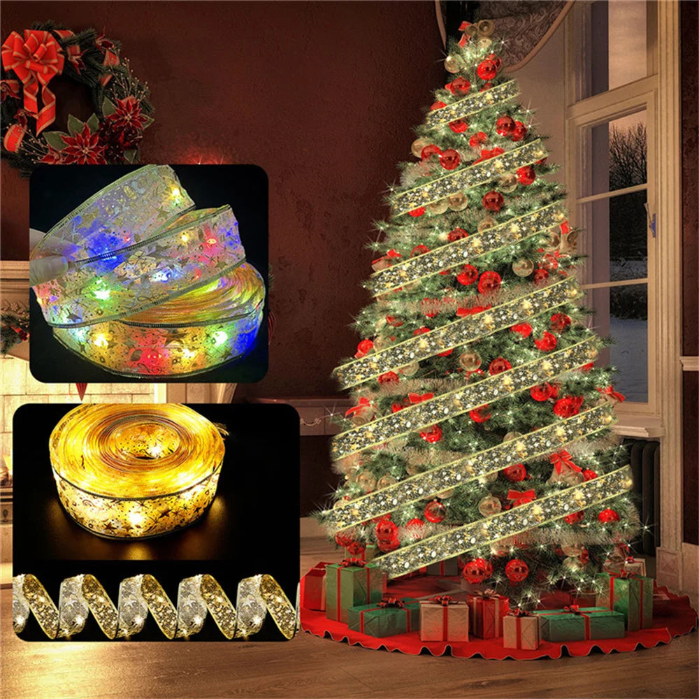 ruban lumineux multicolore étoiles dorées transparent festif 10m 5m 2m led batterie inclusion festive