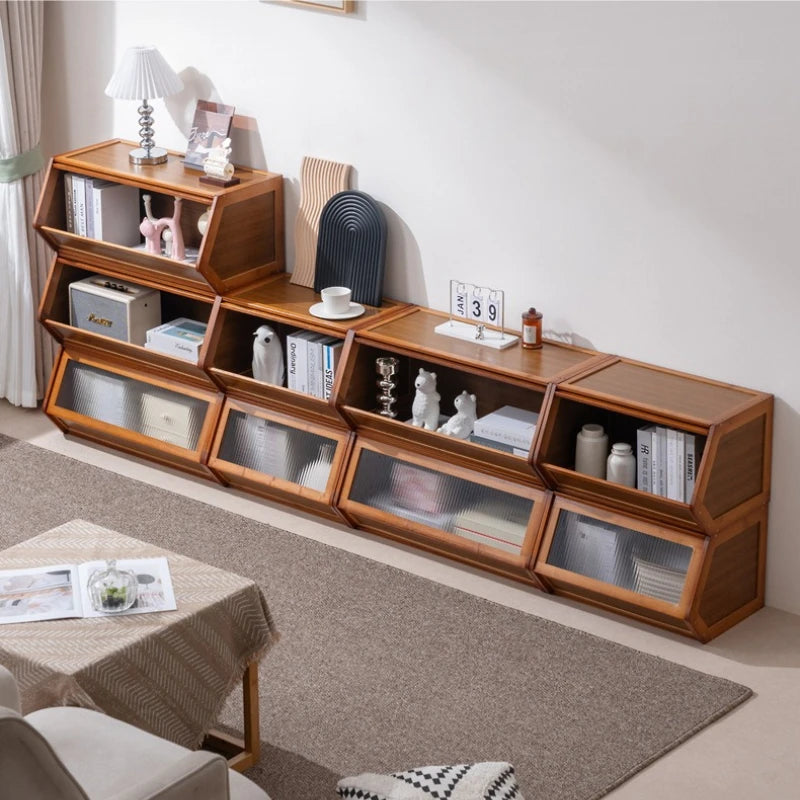 meuble rangement bambou tiroirs tablettes maison moderne minimaliste