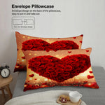 ensemble literie rouge coeurs roses moderne taies doreiller beige adultes chambre coucher