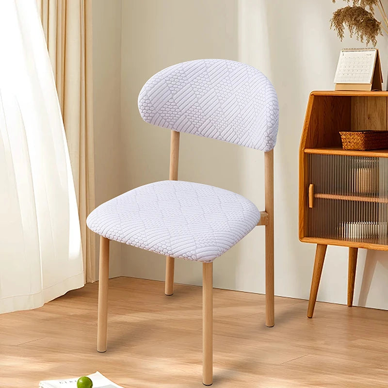 chaise moderne housse élastique violet rose bleu vert beige rayures diagonales salon chambre cuisine
