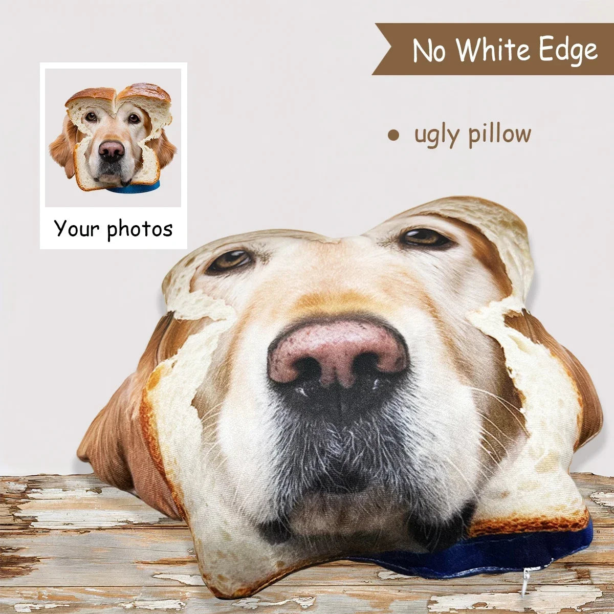oreiller personnalisé animal visage chien chat coton polyester lavable double face