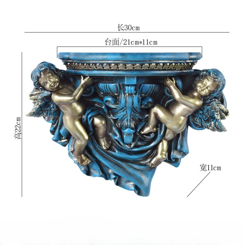 décoration murale étagère ange résine bleu doré blanc classique baroque chambre salon