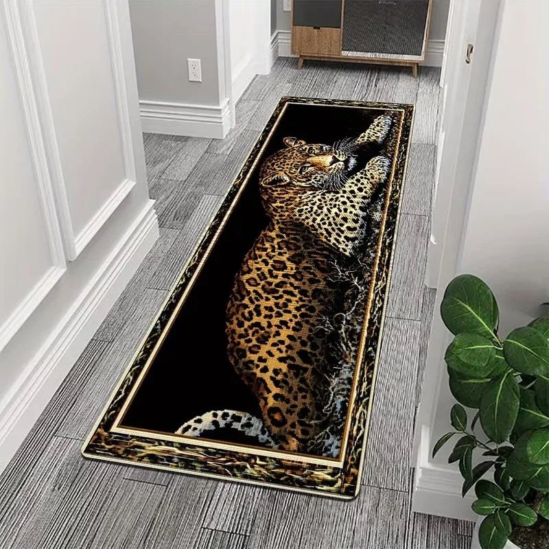 tapis léopard moderne noir beige marron intérieur extérieur sol chambre décoration maison