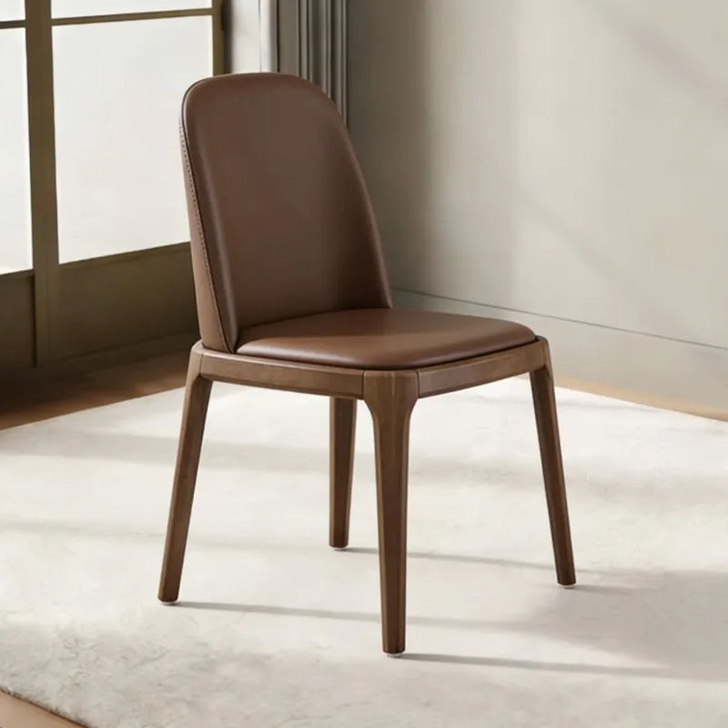 chaise salle manger moderne élégante bois rembourrée marron clair gris minimaliste italien adultesco