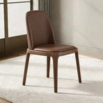 chaise salle manger moderne élégante bois rembourrée marron clair gris minimaliste italien adultesco