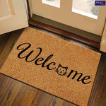 tapis d'entrée imperméable polyester antidérapant motif floral moderne bienvenue marronclair résistant