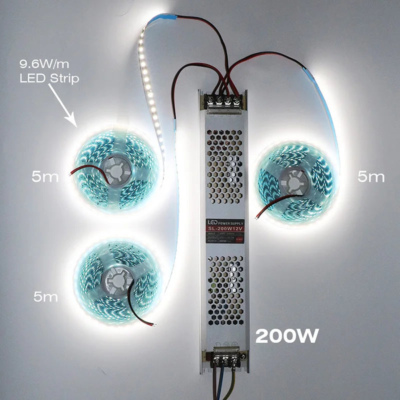 alimentation led ultrafine 12v 24v 60w 100w blanc grille perforations fixations vis