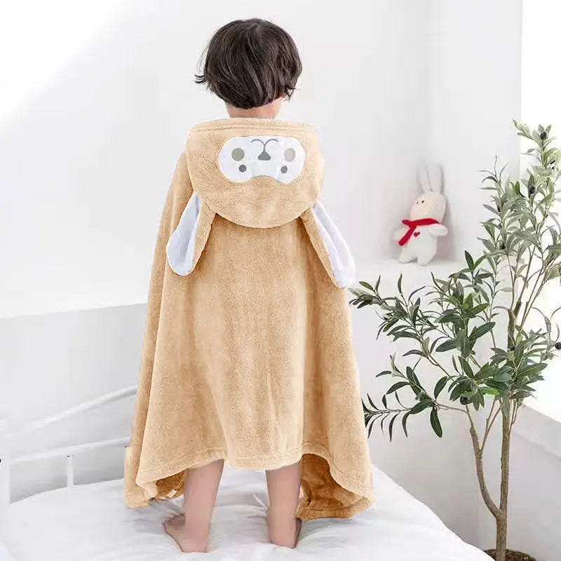 robe bain bébé douce oreilles lapin motif visage animal brodé pastel bleu rose confortable