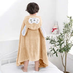 robe bain bébé douce oreilles lapin motif visage animal brodé pastel bleu rose confortable