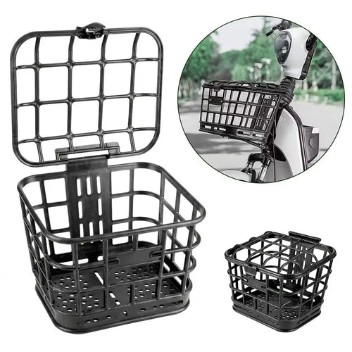 panier vélo avant amovible noir couvercle clip plastique robuste moderne utilitaire protection efficace transporte