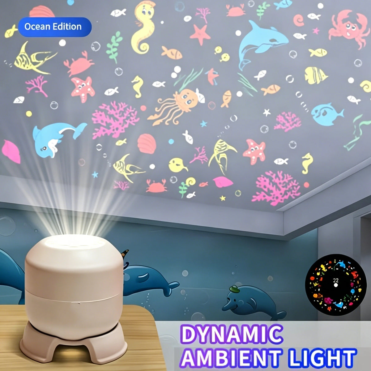 projecteur ambiance blanc poissons crabes coraux moderne pied led dynamique nocturne decoration maison