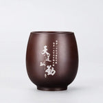 pot thé marron imprimé floral couvercle texte blanc classique traditionnel cordon boule bois épices