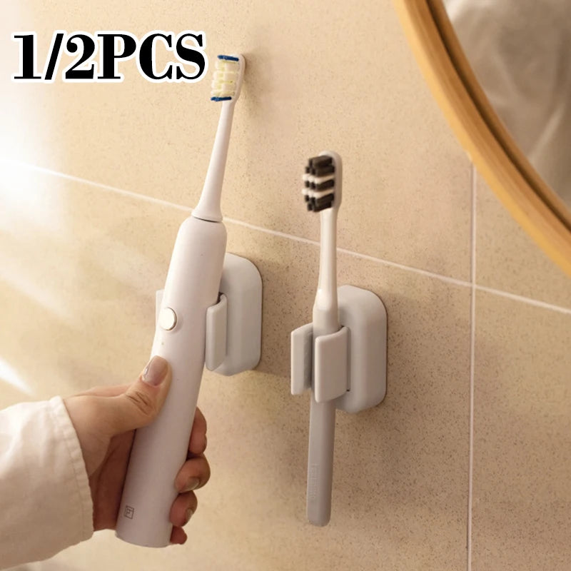 organisateur salle bain auto adhésif support brosses dents balais mural blanc minimaliste modernité rangement