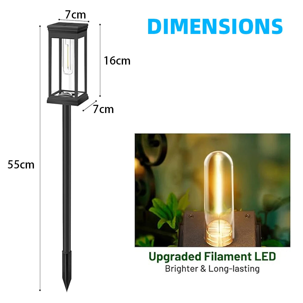 lampe solaire extérieure moderne transparente noire éclairage paysagiste ip65 blanc chaud piquet pack