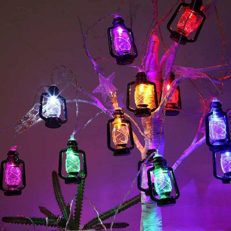 guirlande lumineuse vintage lanternes noires transparentes led jardin terrasse décoration noël halloween extérieur