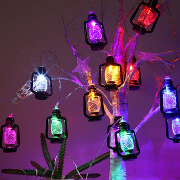 guirlande lumineuse vintage lanternes noires transparentes led jardin terrasse décoration noël halloween extérieur