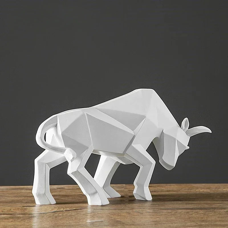 statue taureau résine noir rouge blanc contemporain minimaliste polygone géométrique adhesive decoration maison