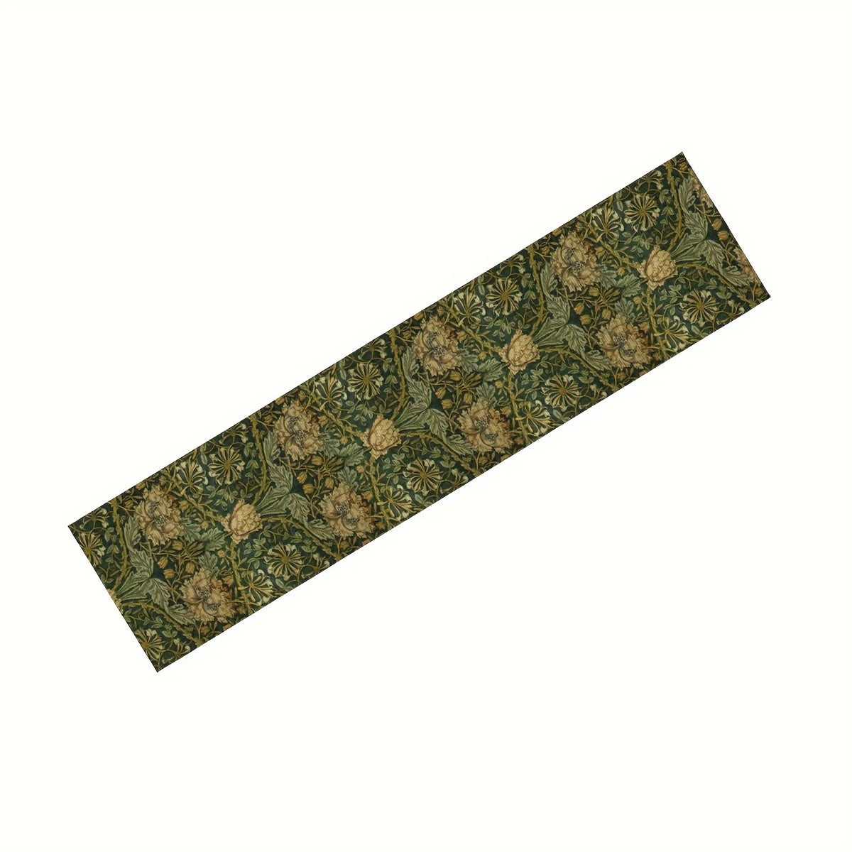 nappe lin motif floral william morris vert foncé beige arts crafts décoration table festive