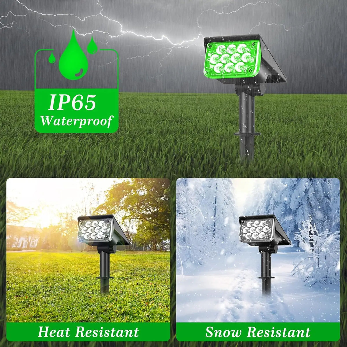 projecteur solaire extérieur ip65 étanche led moderne noir vert adjustable brightness