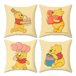 coussin decoratif winnie ourson jaune blanc plaid cartoon eco friendly 30x30cm 40x40cm 45x45cm 50x50cm