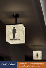 panneau indicateur lumineux led moderne toilets pictogrammes grunge beige noir minimaliste