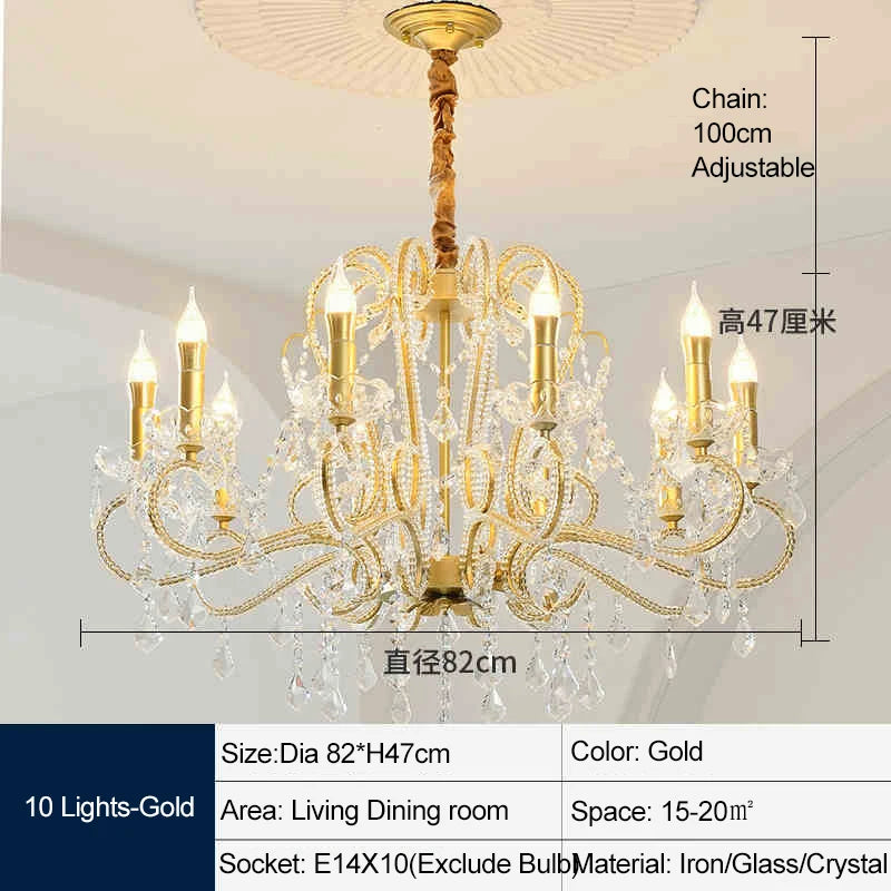lustre doré cristal pendants élégant classique baroque suspension chambre salon