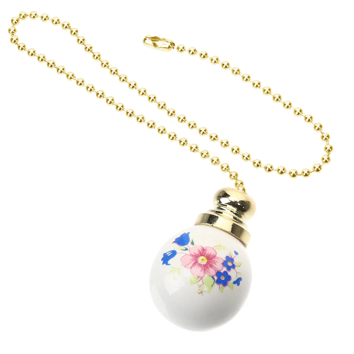 pendule plafonnier fleur peinte blanc doré bleu rose vert classique opacité chaîne boule décorative