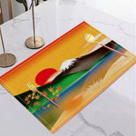 tapis table lin moderne motifs artistiques beige bleu orange noir jaune respectueux environnement 30x40cm