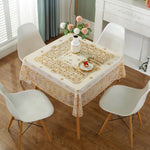 nappe table blanche dorée floral élégante réutilisable coton polyester 134cm 134cm farmhouse modernescriçãoption