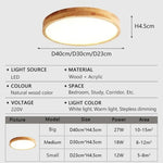 lampe bois naturel grain fin moderne pmma led 6000k 3000k télécommande