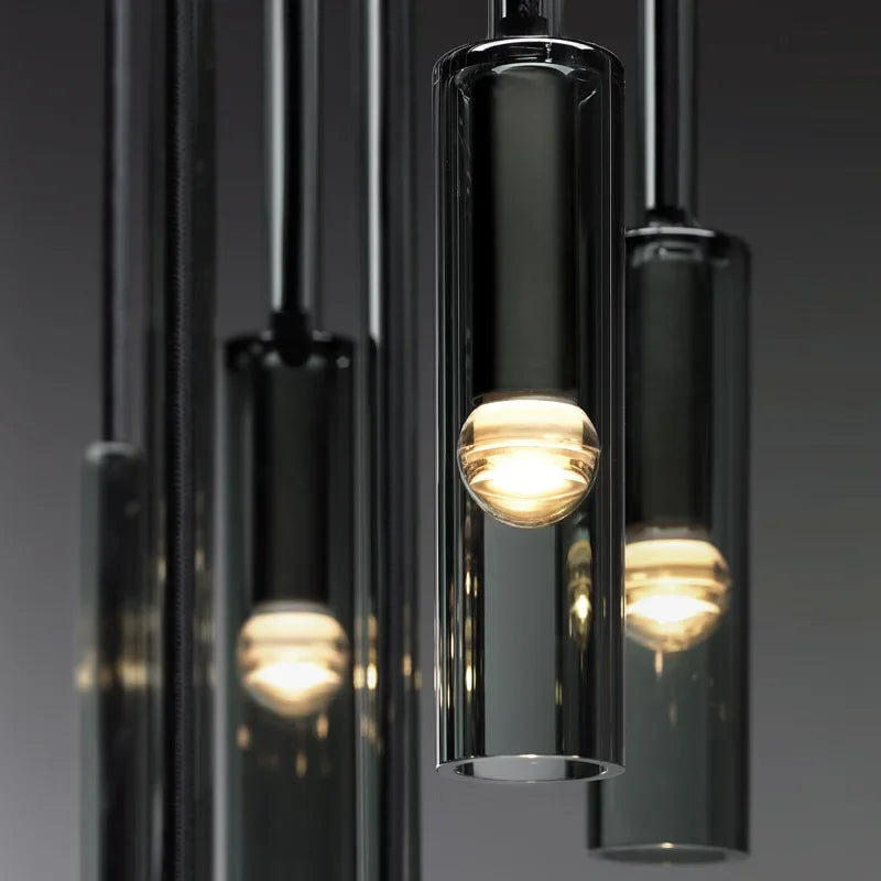 lumière suspendue moderne verre noir abat jour transparent salon chambre étude
