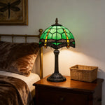 lampe table tiffany vert jaune libellules résine opaquité interrupteur câble électrique 110 240v 249
