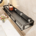 étagère murale adhésive noir acier inoxydable salle bain moderne clips magnétiques rangement douche