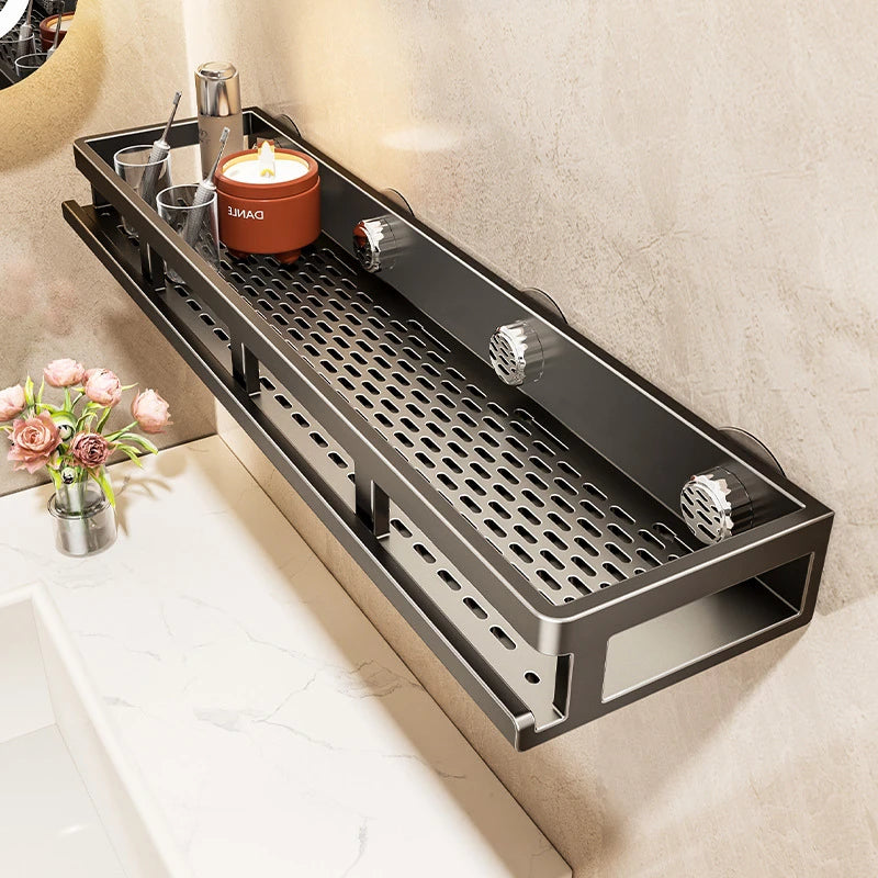 étagère murale adhésive noir acier inoxydable salle bain moderne clips magnétiques rangement douche