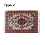 tapis turc traditionnel motifs floraux géométriques bleu rouge blanc nature