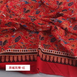tissu coton lin motifs géométriques ethniques rouge bleu printemps automne hiver mariage fêtes traditionnel