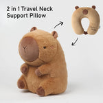 coussin support cou capybara peluche marron clair doux moelleux mignon voyage literie