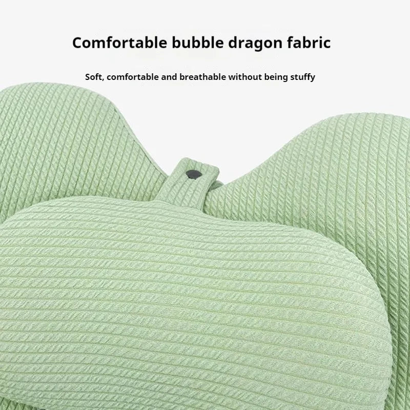 oreiller sommeil mousse mémoire forme rectangulaire texture bulles couleur vert clair ergonomique support cou