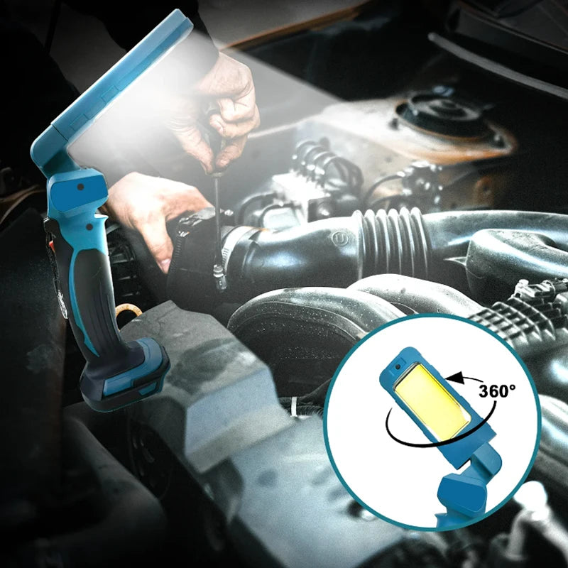 lampe torche led portable rechargeable bleu gris moderne poignée ergonomique abs travaux