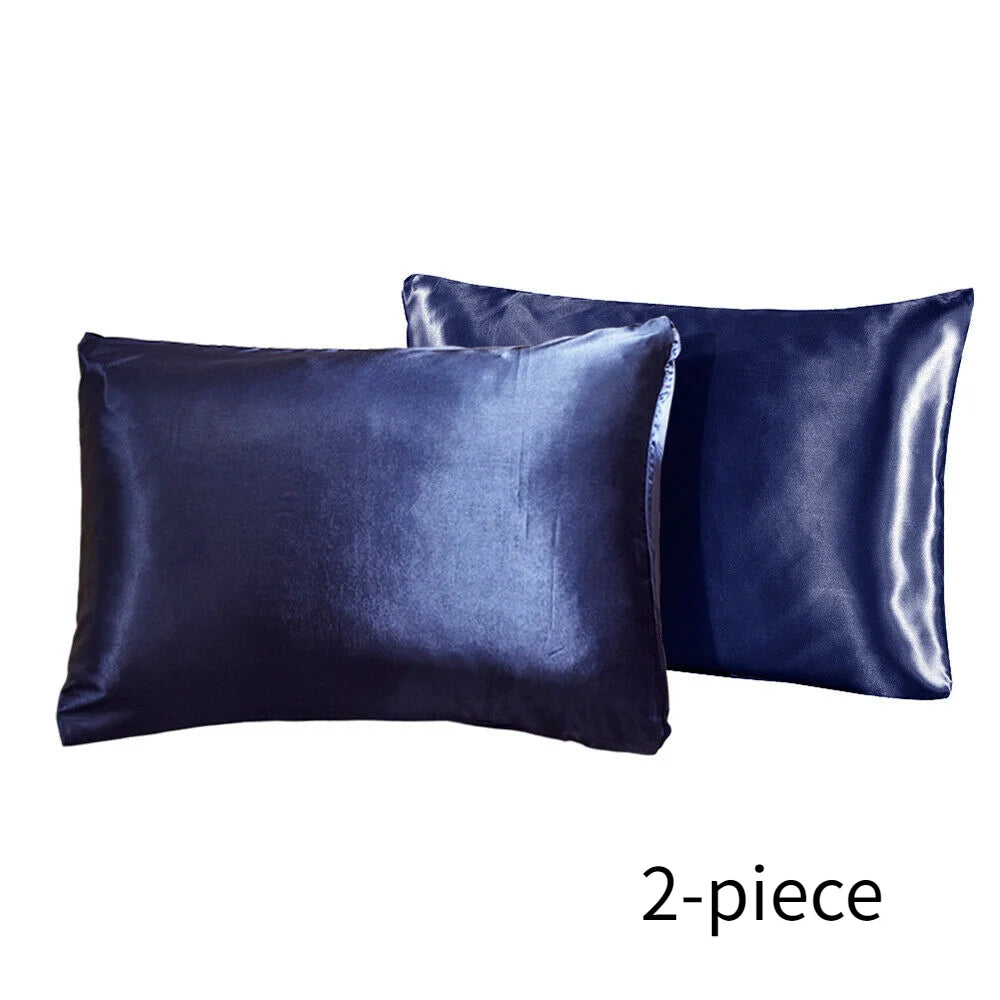 housses coussin satinées bleu marine pièces moderne literie opaques fixations